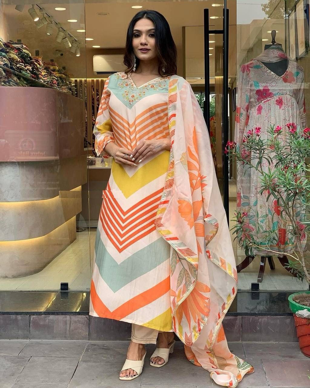 DC G39 Muslin Wholesale Digital Printed Kurti With Bottom Dupatta Online Surat